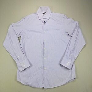 Hugo Boss Button-Up Regular Fit Egyptian‎ Cotton Micro-Check Purple Mens 16.5